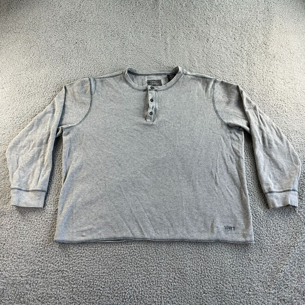 Levis Shirt Mens Extra Large Gray Henley Thermal Casual Outdoor Base Layer Tee